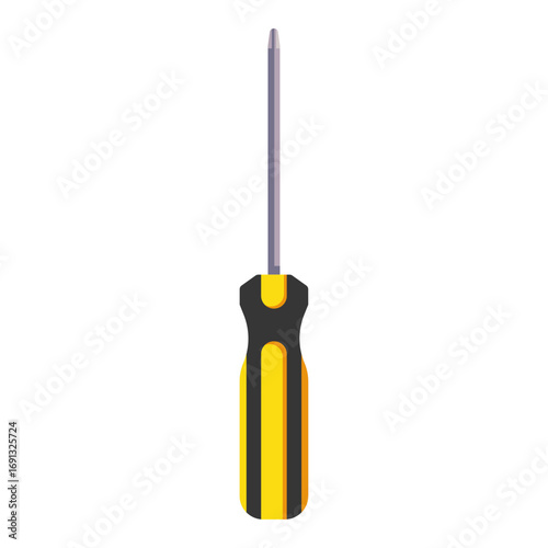 Yellow and Black Screwdriver Illustration of a Handheld Repair Tool