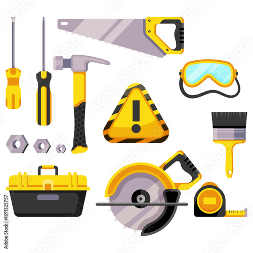 Set Construction Tools Illustration A Collection of Essential Equipment