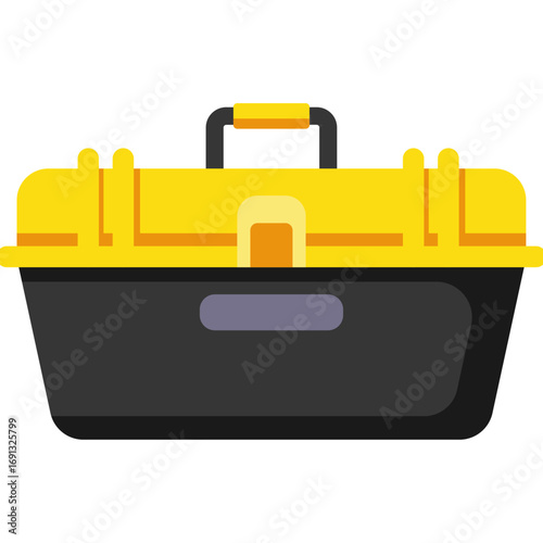Durable yellow and black plastic toolbox for construction, repairs, and DIY projects