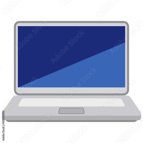 Isolated vector graphic of an open laptop with a blank blue screen for technology concepts