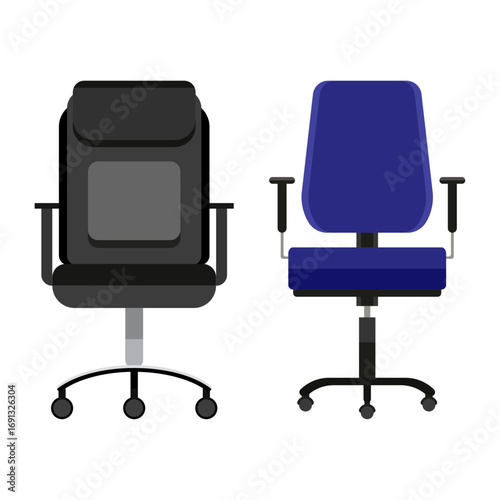 Modern office chairs with wheels, ergonomic design for comfortable seating
