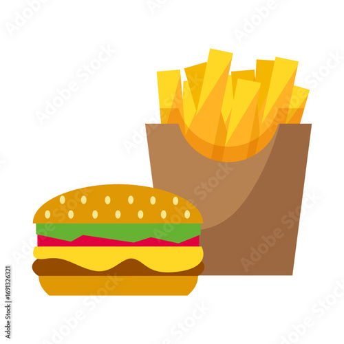 Delicious Burger and Crispy Fries Combo