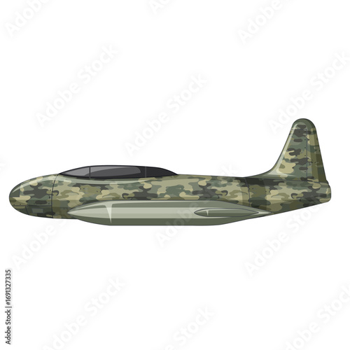 Vintage Camouflaged Jet Plane Side View Illustrating Air Force Power