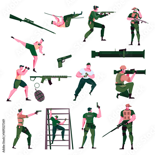 Set Comprehensive Collection of Military Personnel, Combat Actions, and Training Exercises