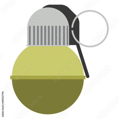 Isolated Graphic of a Hand Grenade with a Pull Pin Ready to Deploy