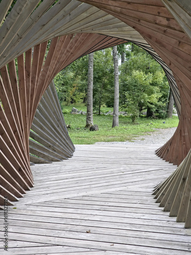 Wooden Arch Tunnel Walkway in Garden Park