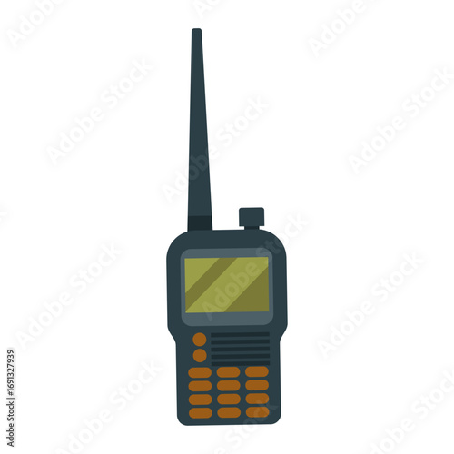 Handheld Communication Device With Antenna Flat Vector Illustration
