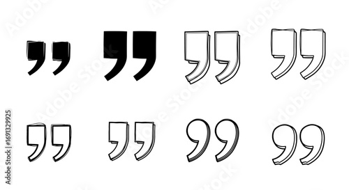 Assorted quotation marks in various styles arranged in a grid pattern graphic element design