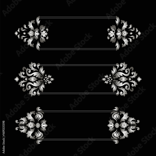 Oriental damask patterns for greeting cards and wedding invitations.