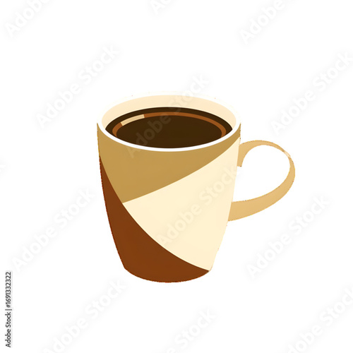 Minimalist Coffee Cup Illustration on Beige Background