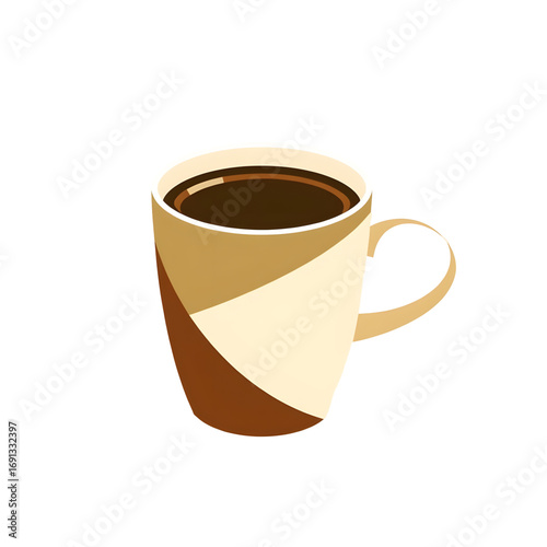 Minimalist Coffee Cup Illustration on Beige Background