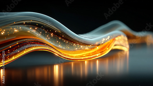 Dynamic light flow with golden sparks