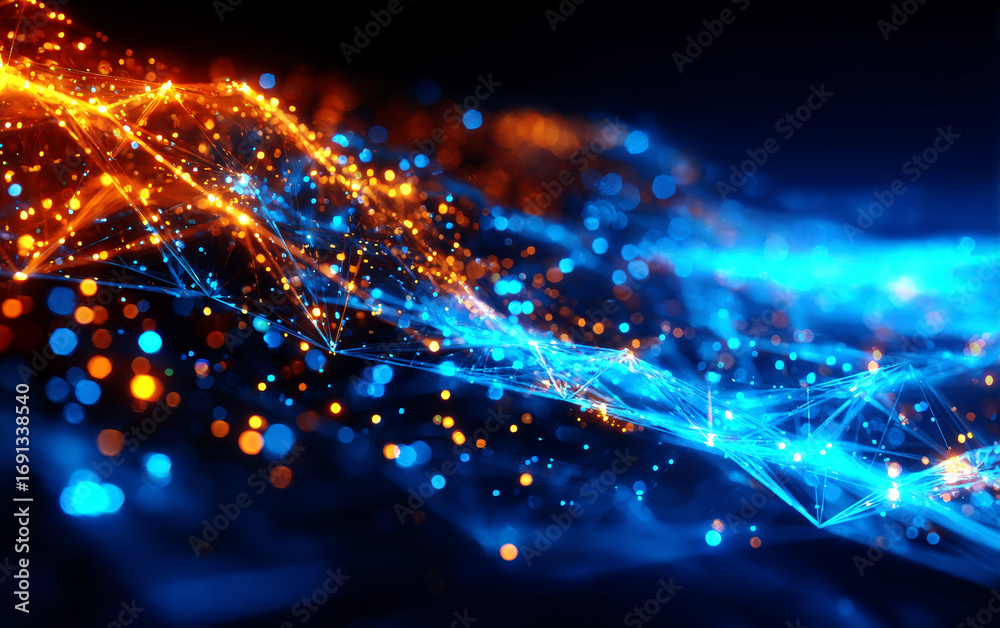 Obraz premium Abstract digital light trails with colorful glowing lines