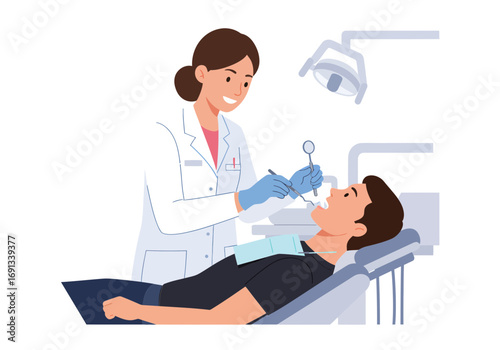 Caring dentist providing professional dental checkup for patient, ensuring healthy teeth and bright smile, modern dentistry practice, healthcare