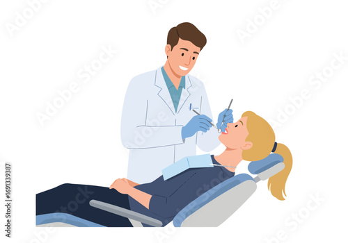 Caring dentist providing modern dental care to relaxed patient in bright office, ensuring healthy teeth and a beautiful smile with gentle treatment