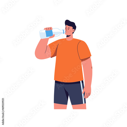 Stay hydrated for peak performance: Fit young man drinks refreshing water after workout, promoting health and wellness in active lifestyle imagery