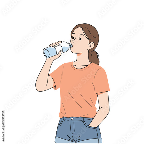 Stay hydrated with refreshing water bottle on a sunny day, showcasing health and wellness lifestyle, thirst quenching refreshment, simple living