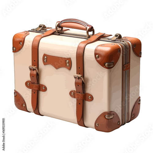 old suitcase isolated on white