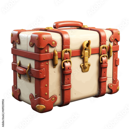red suitcase isolated on white