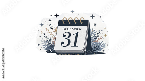 A calendar marked December 31st, ready for new year's eve.