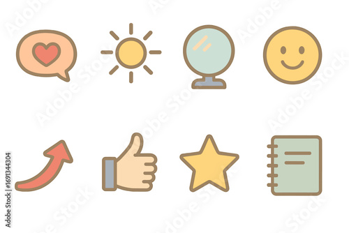 Ceremonial and Positive Icons. Flat vector mini-illustrations Elders in ceremonial procession in colors children's illustrations:
