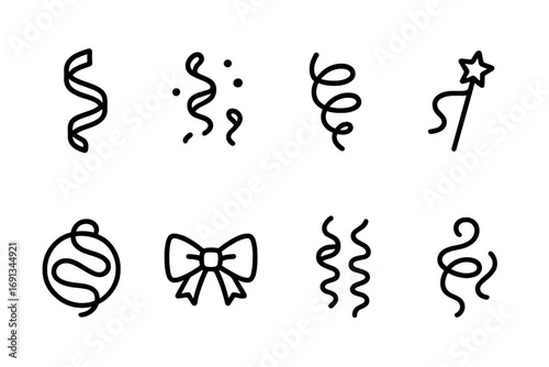 Ballet, Celebration, Pointe Icons. Outline icon set of ballet music and rhythm: musical notes, metronome, piano, violin, conductor