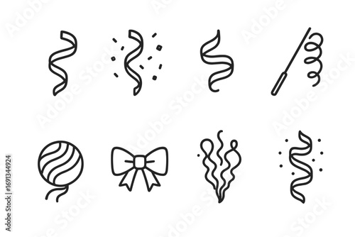 Ballet, Celebration, Pointe Icons. Outline icon set of ballet music and rhythm: musical notes, metronome, piano, violin, conductor