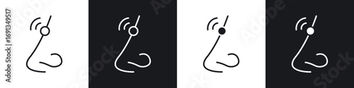 Fotografie Nose pain icons collection in black and white filled and line versions