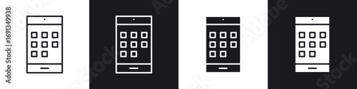 Konstfotografi Mobile notch icons collection in black and white filled and line versions