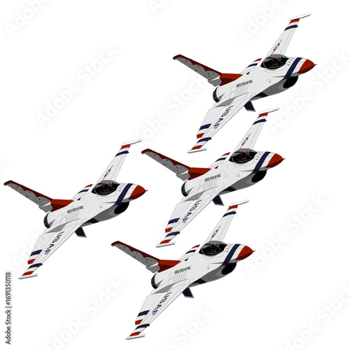 Canvas Print Thunderbirds Air Force Display Team Formation Vector Drawing