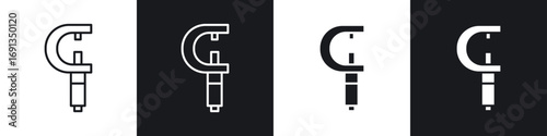 Tableau sur toile Micrometer icons collection in black and white filled and line versions