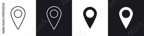 Bild auf Leinwand Marker icons collection in black and white filled and line versions