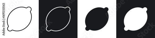 Canvastavla Lemon icons collection in black and white filled and line versions