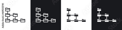 Photos Folder tree icons collection in black and white filled and line versions