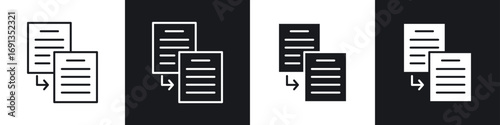 Photos Duplicate icons collection in black and white filled and line versions