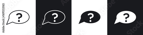 Photos Comment question icons collection in black and white filled and line versions