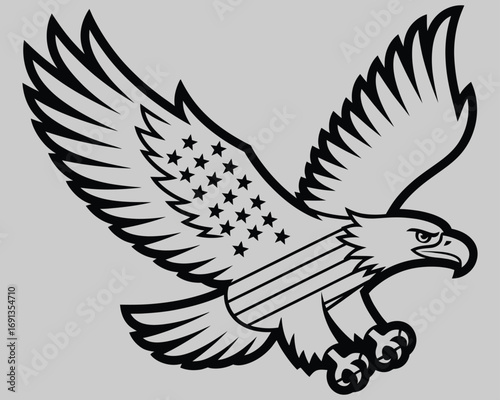 Soaring Eagle with Flag Motif