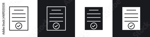 Fotografie Accept document icons collection in black and white filled and line versions