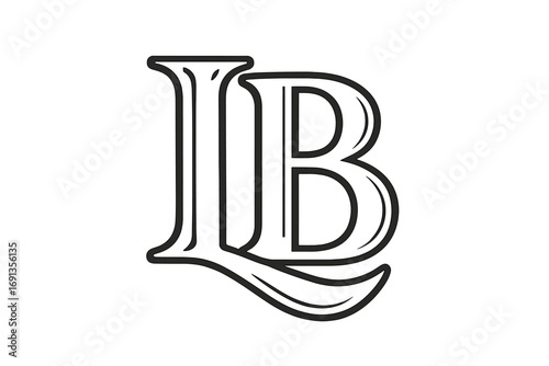 LB monogram logo design. BL initial icon. Elegant vintage letter L and B combination for business branding or personal identity. Classic typography vector symbol element.
