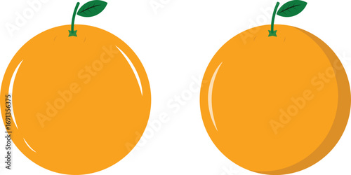 Fresh Orange Fruit Set Vector Illustration - Juicy Citrus Clipart with Green Leaf, Healthy Vitamin C Food Icon, Minimal Cartoon Style Isolated on Transparent Background.