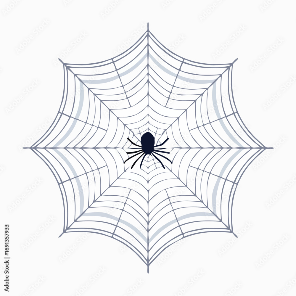 Fototapeta premium A single spider on a delicate, symmetrical web. An isolated vector icon for Halloween, nature, or insect concepts. Generative AI