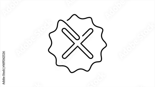 Looping One Line Failed Process Animation – Minimal X Mark Notification Symbol