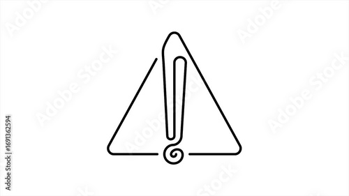 Looping One Line Warning Sign Animation – Minimal UI Alert Symbol