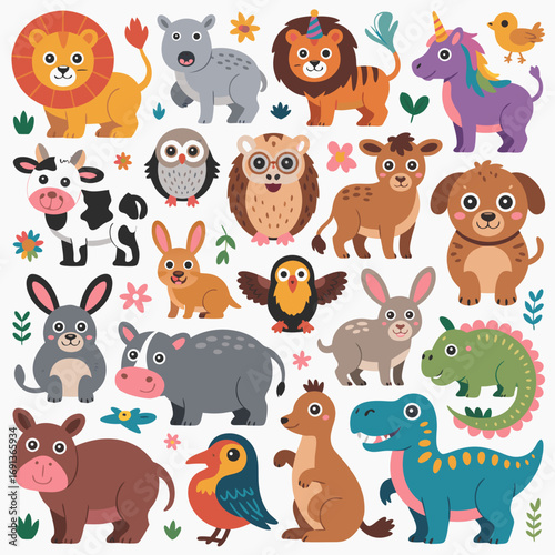 Delightful Animal Friends A Charming Collection of Whimsical Creatures and Cute Cartoon Characters