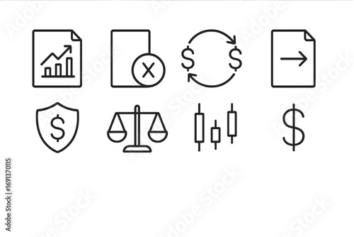 Financial Derivatives Icons. Outline icon set of financial derivatives: futures contract, options contract,