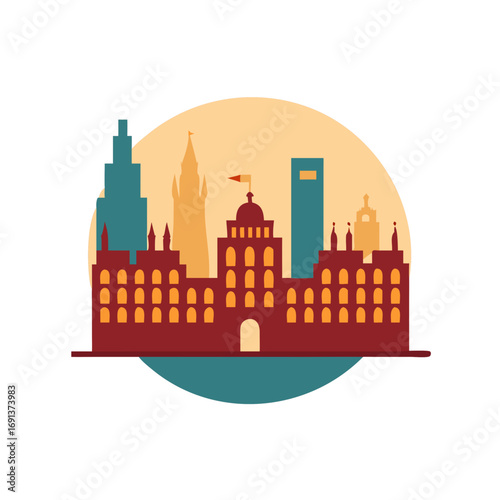 spain city skyline flat icon