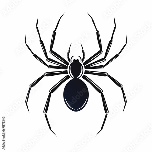 Spider Silhouette Vector — Black Creepy Insect Icon for Halloween and Decorative Design