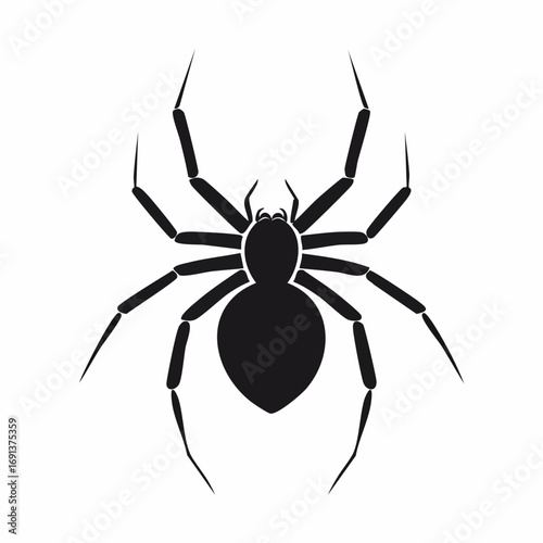 Spider Silhouette Vector — Black Creepy Insect Icon for Halloween and Decorative Design