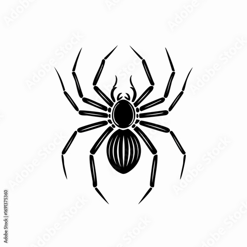 Spider Silhouette Vector — Black Creepy Insect Icon for Halloween and Decorative Design