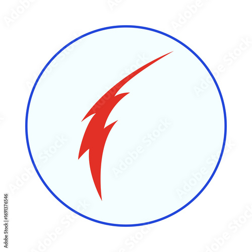 Red lightning bolt symbol inside a blue circle